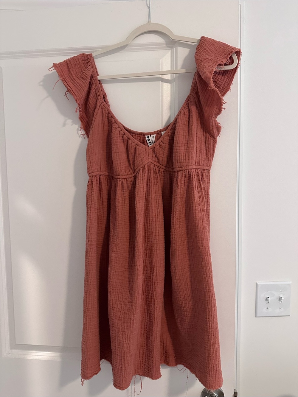 Roxy Rust Red Crinkle Gauze Sundress